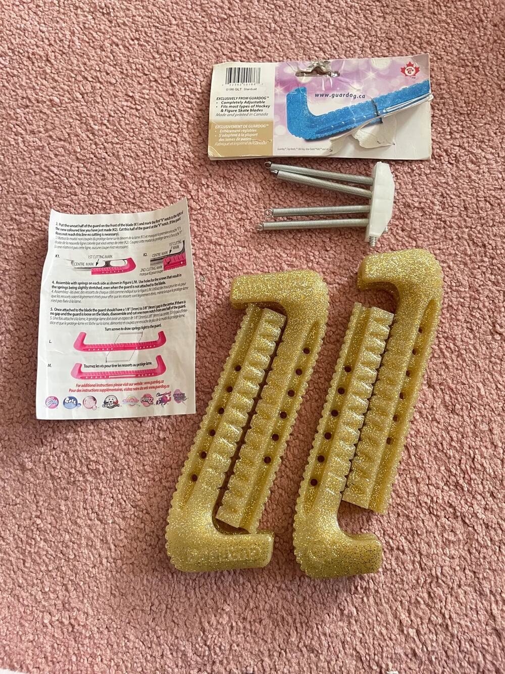 Guard Dog Gold Glitter Figure Skating Blade Guards Adjustable